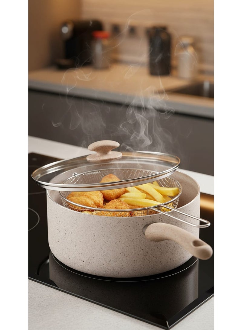 Multi-Purpose Cooking Pot Frying Pan with Strainer and Lid 24 cm - Image 3